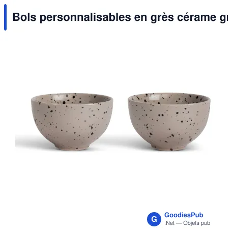 Bols personnalisables en grès cérame gris lot de 2 - Sagaform Ditte