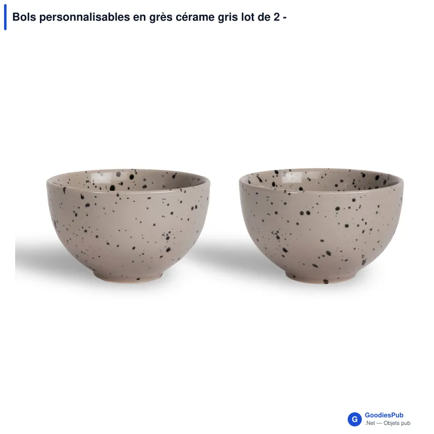 Bols personnalisables en grès cérame gris lot de 2 - Sagaform Ditte - Image 2