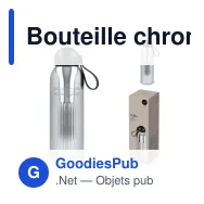 Bouteille chromée personnalisable 500 ml en acier recyclé avec logo - Sagaform Tekla - Miniature 1