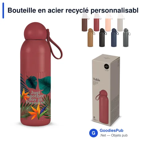 Bouteille en acier recyclé personnalisable 500 ml avec logo - Sagaform Tekla