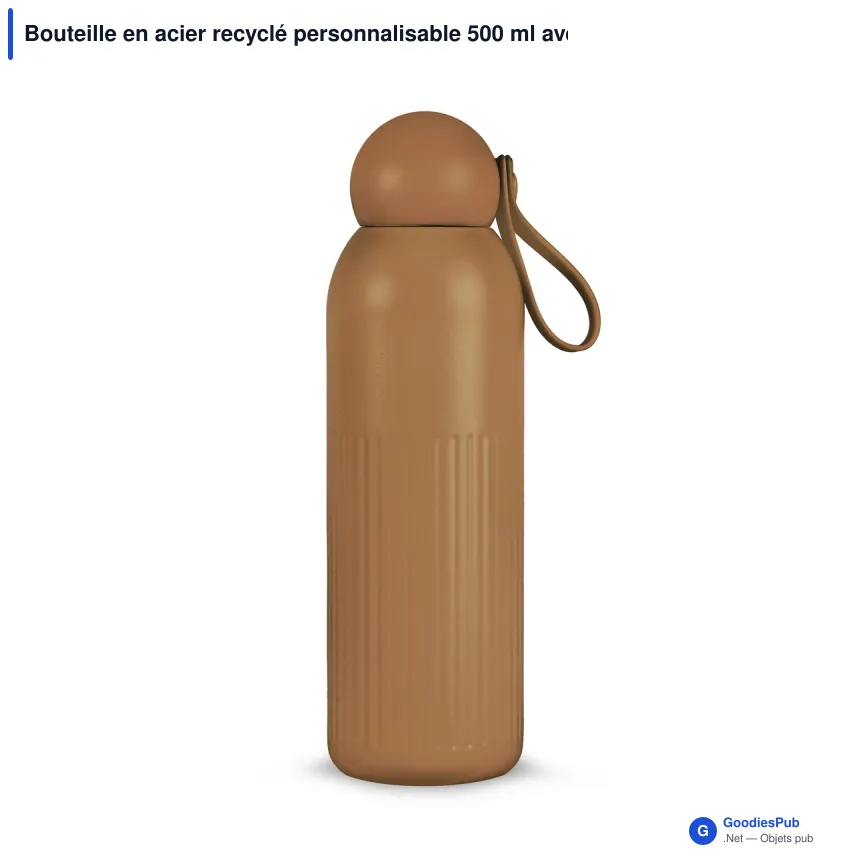 Bouteille en acier recyclé personnalisable 500 ml avec logo - Sagaform Tekla - Image 2