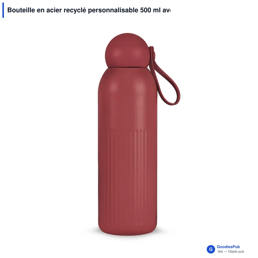 Bouteille en acier recyclé personnalisable 500 ml avec logo - Sagaform Tekla - Image 4