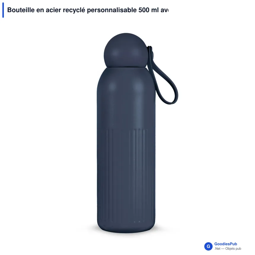 Bouteille en acier recyclé personnalisable 500 ml avec logo - Sagaform Tekla - Image 5