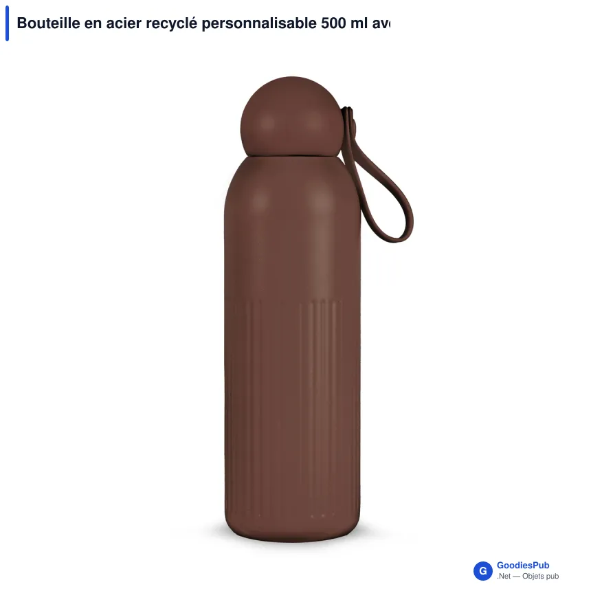 Bouteille en acier recyclé personnalisable 500 ml avec logo - Sagaform Tekla - Image 6