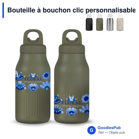 Bouteille à bouchon clic personnalisable 500 ml en acier recyclé - Sagaform Truls