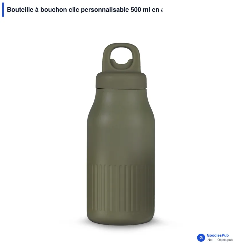 Bouteille à bouchon clic personnalisable 500 ml en acier recyclé - Sagaform Truls - Image 2