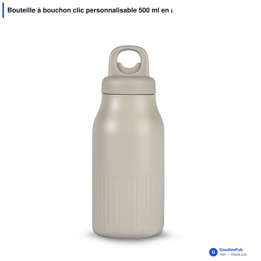Bouteille à bouchon clic personnalisable 500 ml en acier recyclé - Sagaform Truls - Image 3