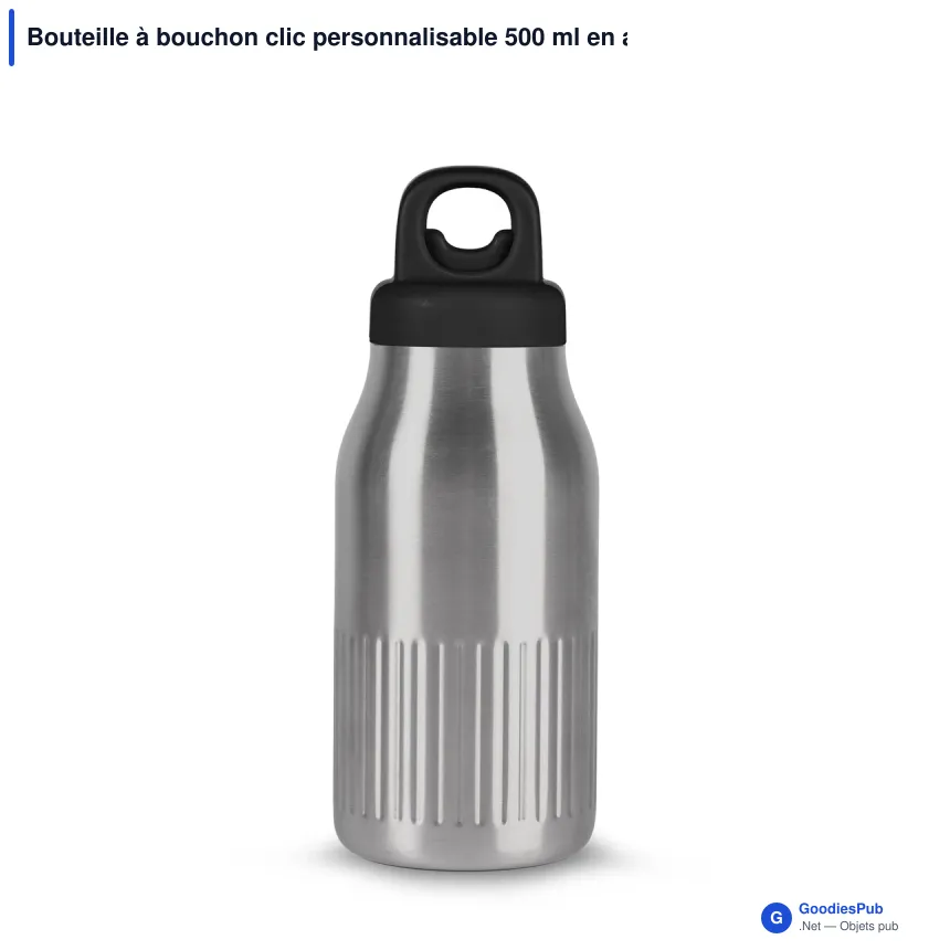Bouteille à bouchon clic personnalisable 500 ml en acier recyclé - Sagaform Truls - Image 5