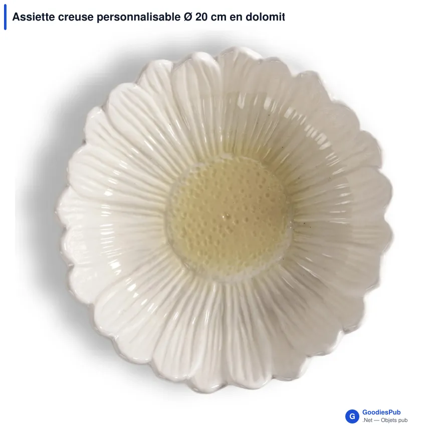 Assiette creuse personnalisable Ø 20 cm en dolomite blanche - Sagaform Dagny - Image 2
