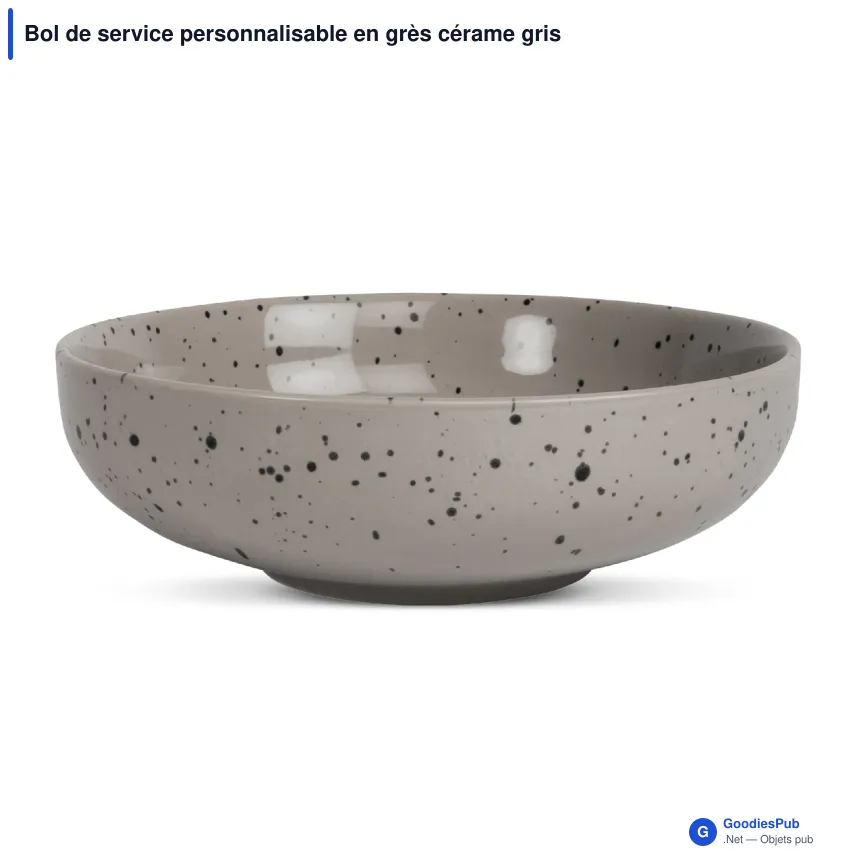 Bol de service personnalisable en grès cérame gris - Sagaform Ditte - Image 1