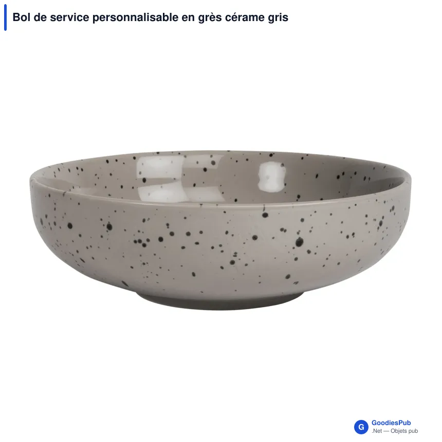 Bol de service personnalisable en grès cérame gris - Sagaform Ditte - Image 2