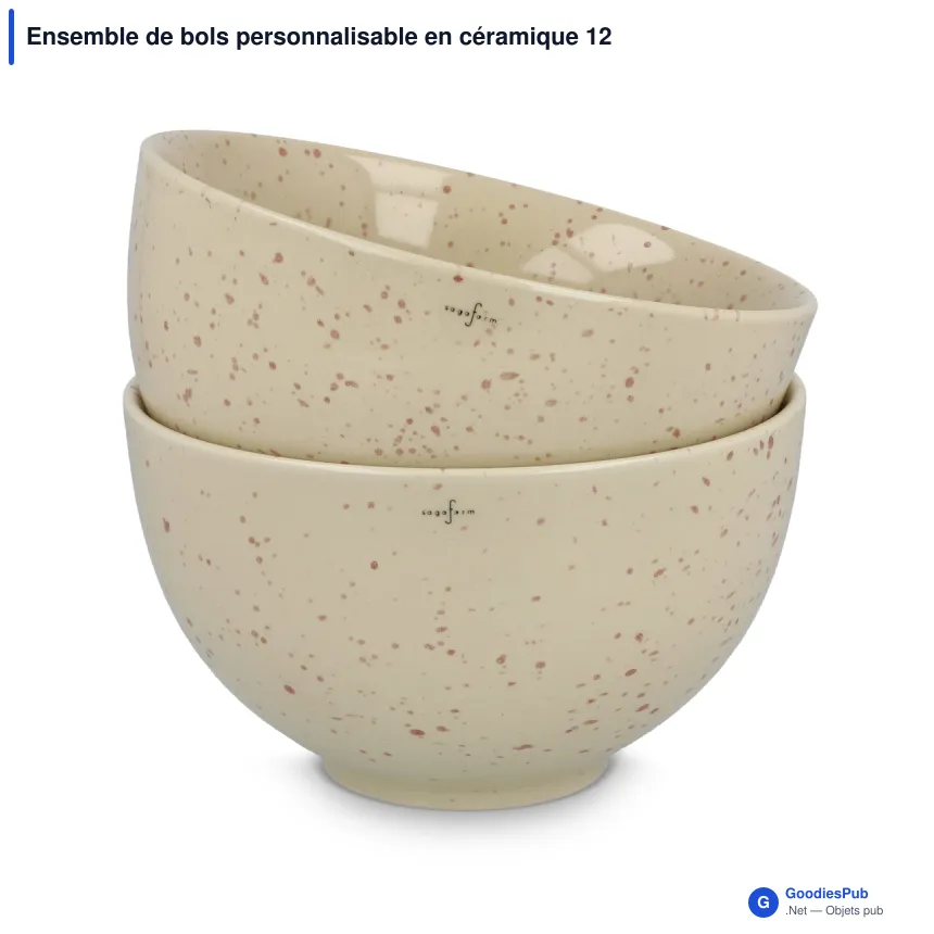 Ensemble de bols personnalisable en céramique 12 cm avec logo - Sagaform Ditte - Image 2