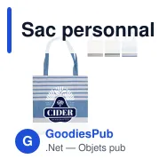 Sac personnalisable en coton biologique 41 x 38 cm avec logo - Sagaform Ella - Miniature 1
