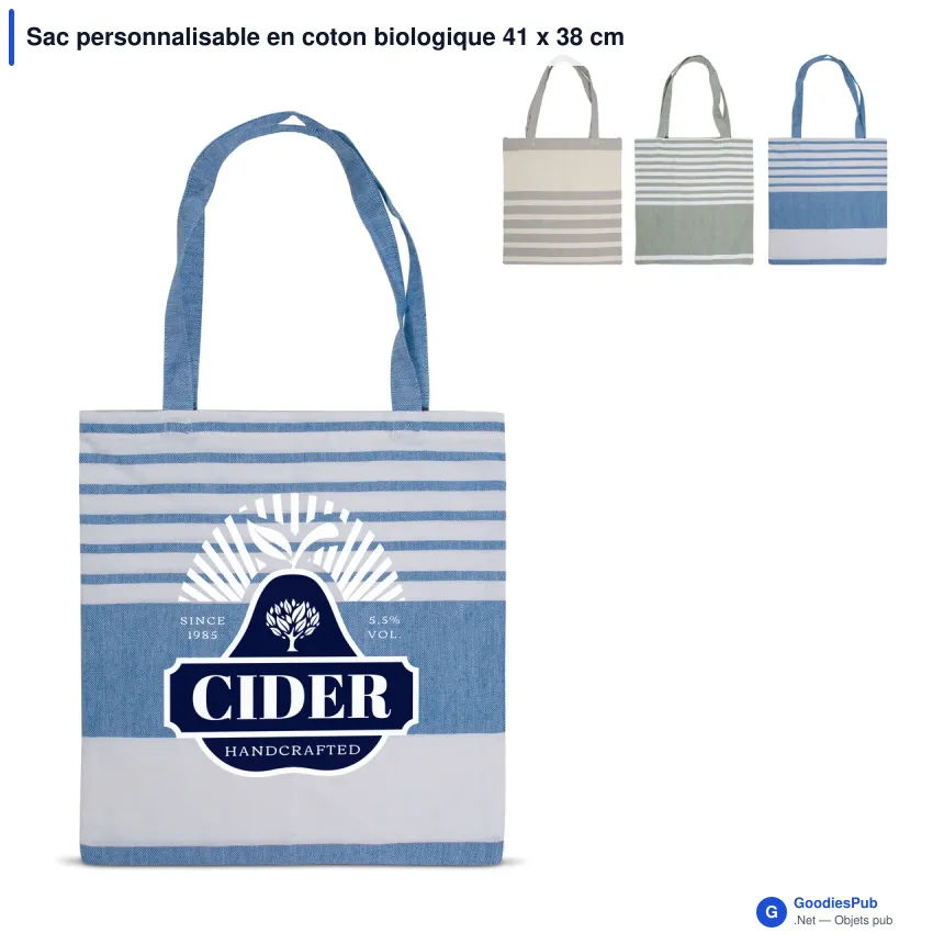 Sac personnalisable en coton biologique 41 x 38 cm avec logo - Sagaform Ella - Image 1