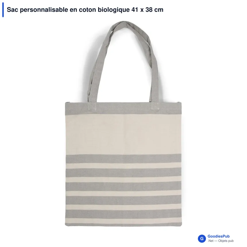 Sac personnalisable en coton biologique 41 x 38 cm avec logo - Sagaform Ella - Image 3