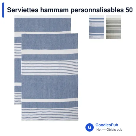 Serviettes hammam personnalisables 50 x 70 cm lot de 2 avec logo - Sagaform Ella