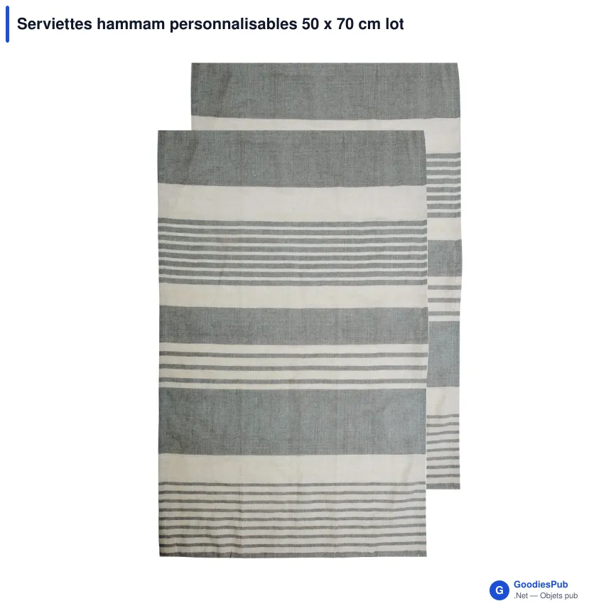 Serviettes hammam personnalisables 50 x 70 cm lot de 2 avec logo - Sagaform Ella - Image 2