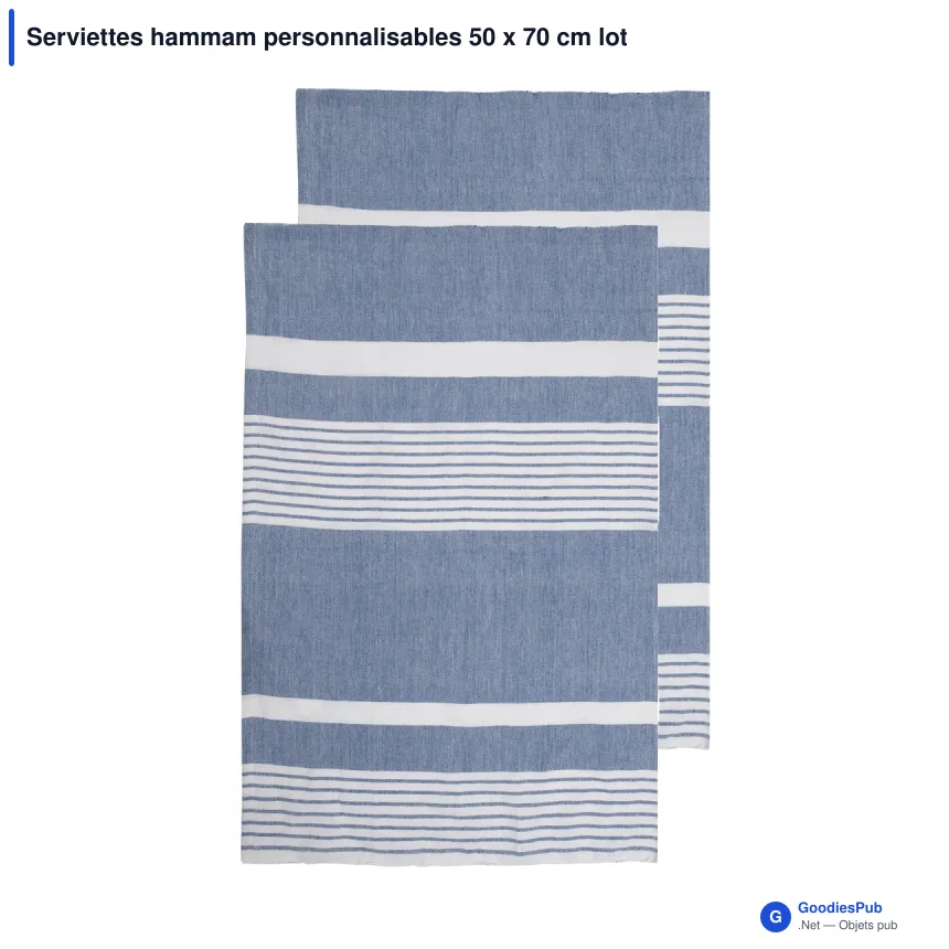 Serviettes hammam personnalisables 50 x 70 cm lot de 2 avec logo - Sagaform Ella - Image 3