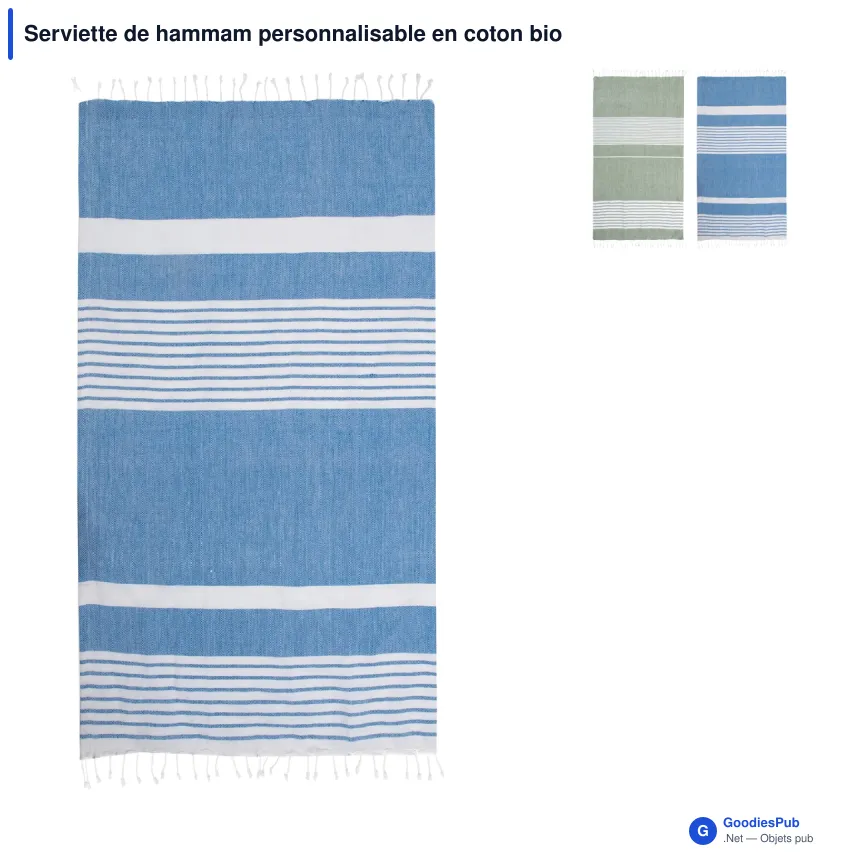 Serviette de hammam personnalisable en coton bio 145 x 250 cm - Sagaform Ella - Image 1