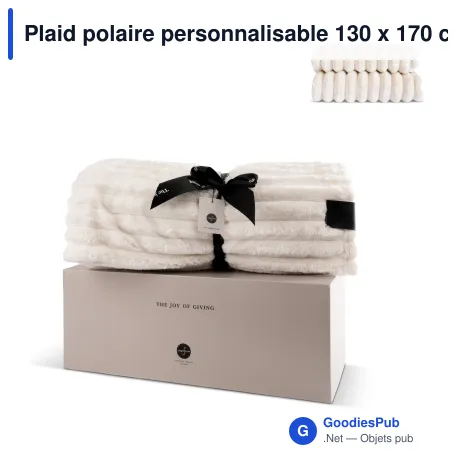 Plaid polaire personnalisable 130 x 170 cm en polyester blanc - Sagaform Esther
