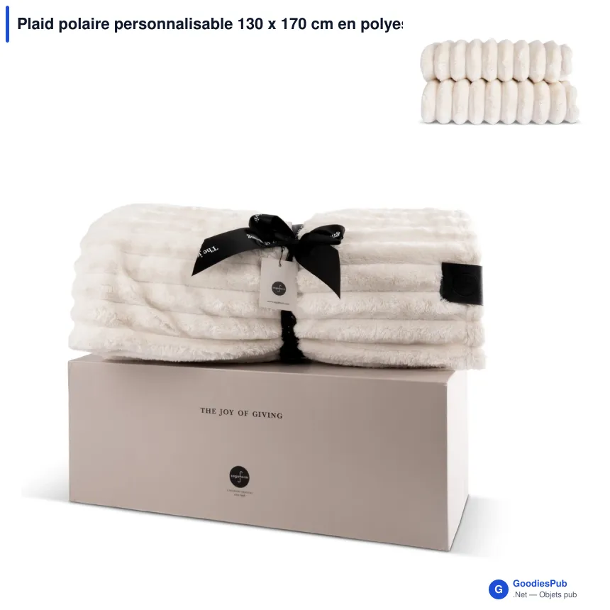 Plaid polaire personnalisable 130 x 170 cm en polyester blanc - Sagaform Esther - Image 1