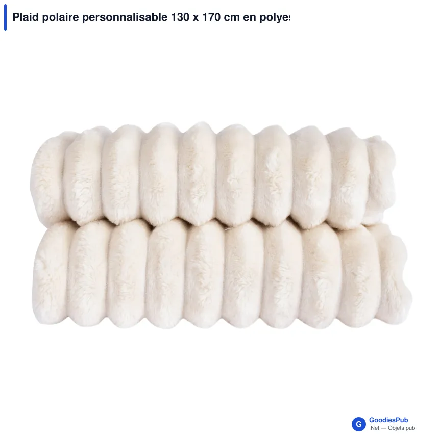 Plaid polaire personnalisable 130 x 170 cm en polyester blanc - Sagaform Esther - Image 2