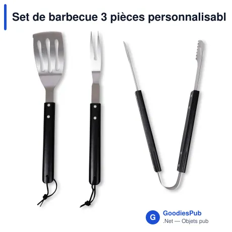 Set de barbecue 3 pièces personnalisable en inox et bois - Sagaform Fredde