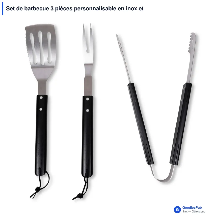 Set de barbecue 3 pièces personnalisable en inox et bois - Sagaform Fredde - Image 2