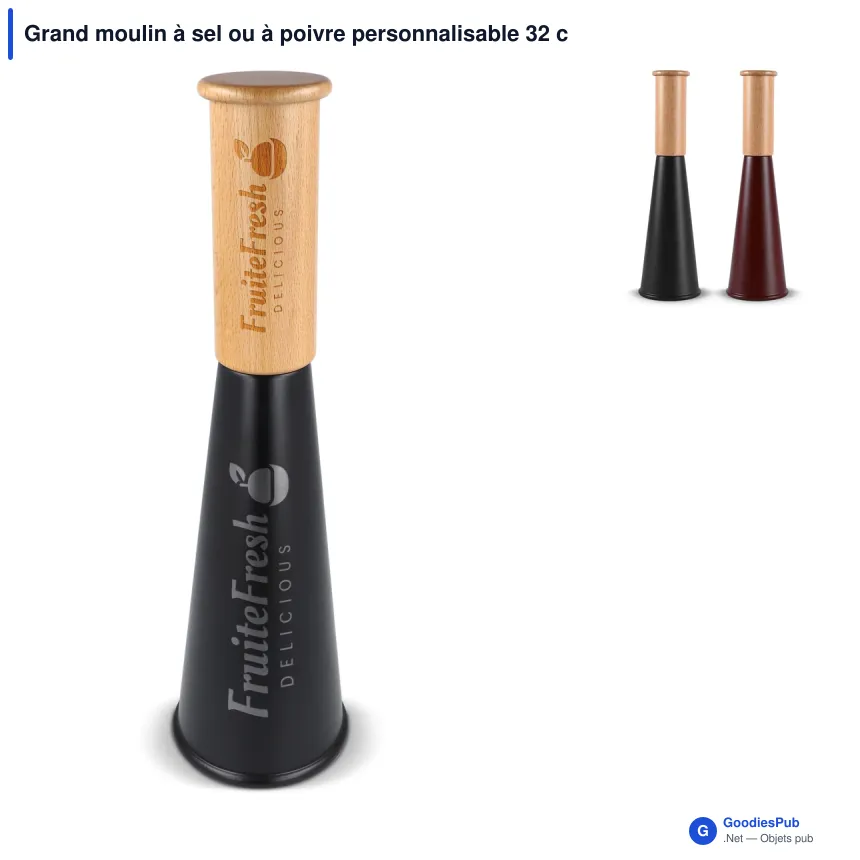 Grand moulin à sel ou à poivre personnalisable 32 cm avec logo - Sagaform Gurken - Image 1