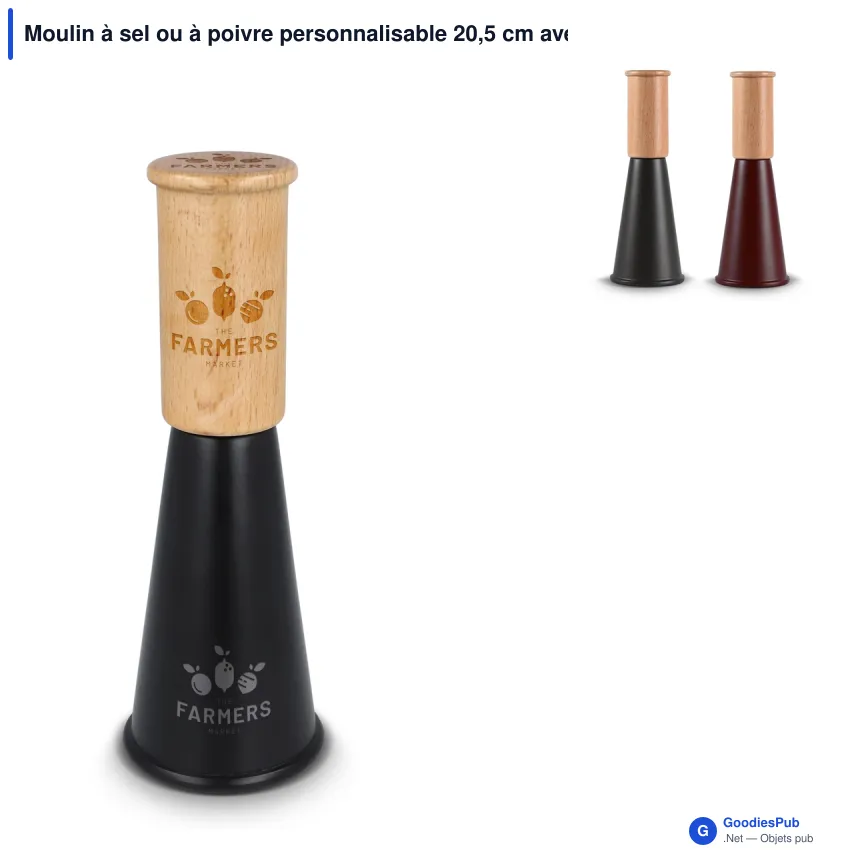 Moulin à sel ou à poivre personnalisable 20,5 cm avec logo - Sagaform Gurken - Image 1
