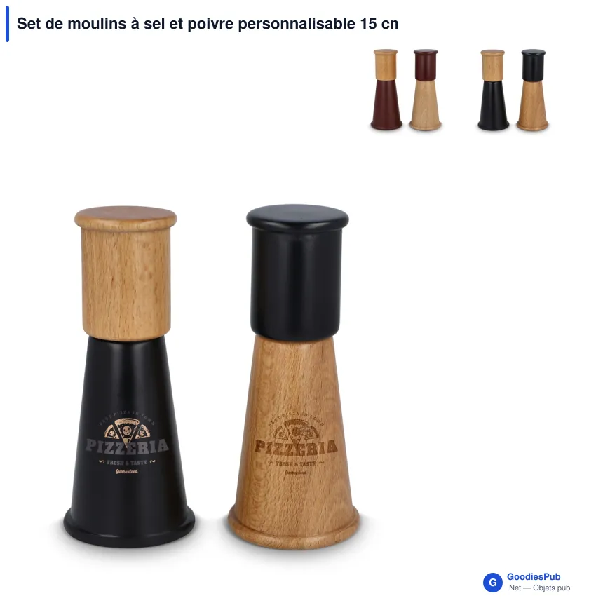 Set de moulins à sel et poivre personnalisable 15 cm avec logo - Sagaform Gurken - Image 1