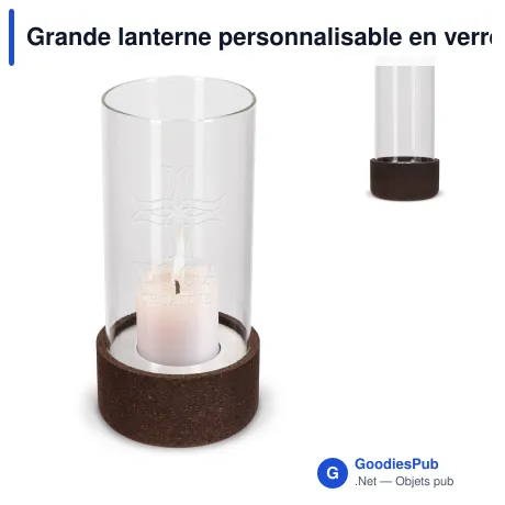 Grande lanterne personnalisable en verre et liège avec logo - Sagaform Dante