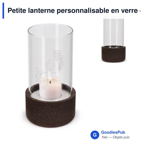 Petite lanterne personnalisable en verre et liège avec logo - Sagaform Dante