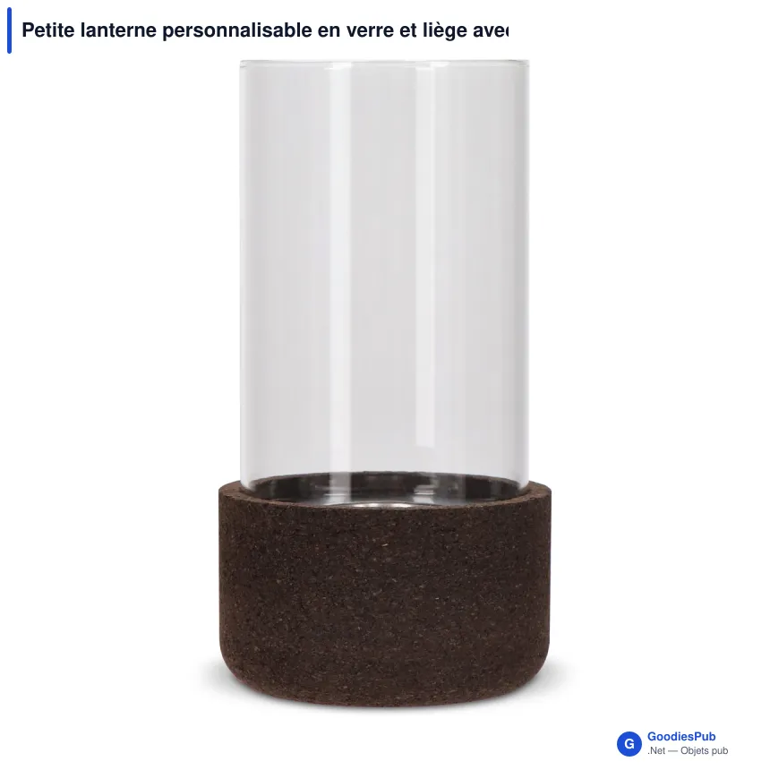 Petite lanterne personnalisable en verre et liège avec logo - Sagaform Dante - Image 2