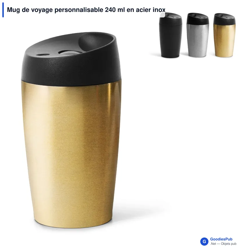 Mug de voyage personnalisable 240 ml en acier inoxydable avec logo - Sagaform Loke - Image 1