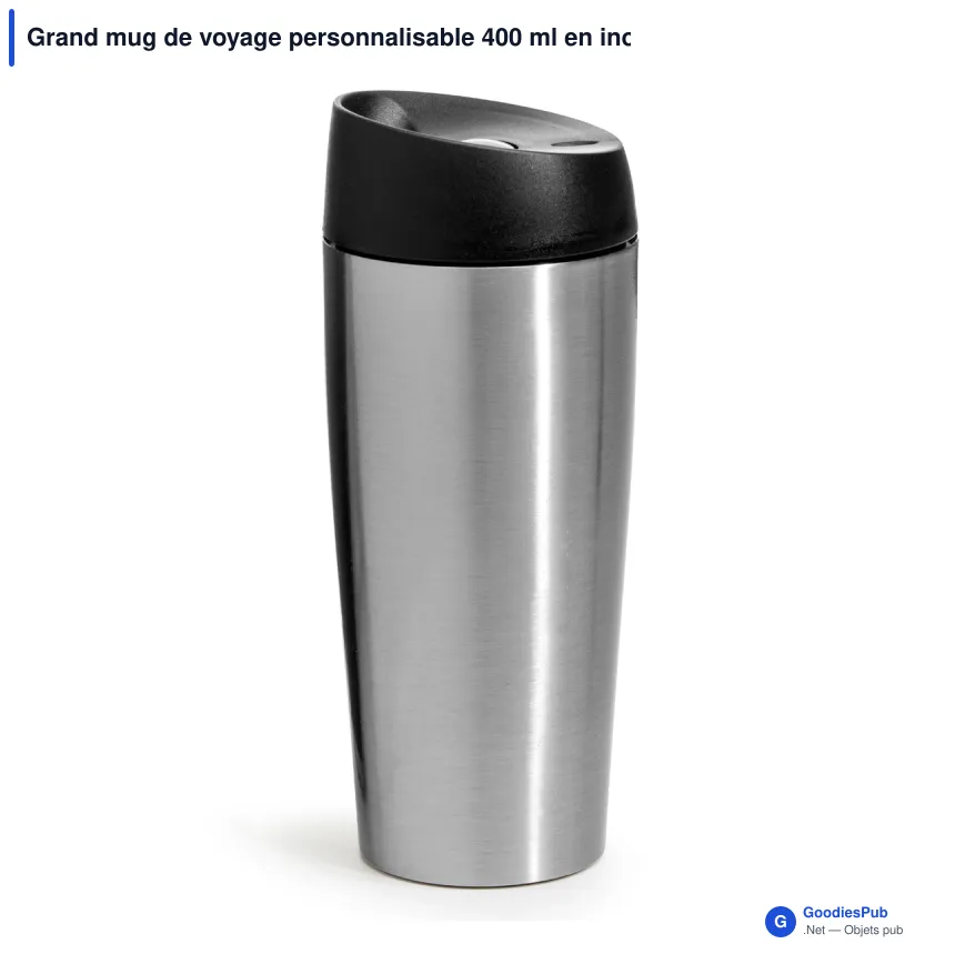 Grand mug de voyage personnalisable 400 ml en inox avec logo - Sagaform Loke Big - Image 3