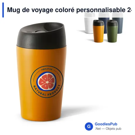 Mug de voyage coloré personnalisable 240 ml en inox avec logo - Sagaform Loke