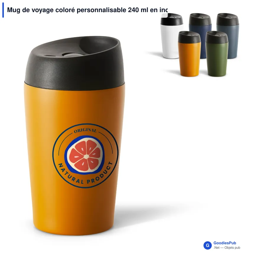 Mug de voyage coloré personnalisable 240 ml en inox avec logo - Sagaform Loke - Image 1