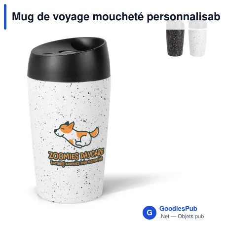 Mug de voyage moucheté personnalisable 240 ml en inox avec logo - Sagaform Loke Splash