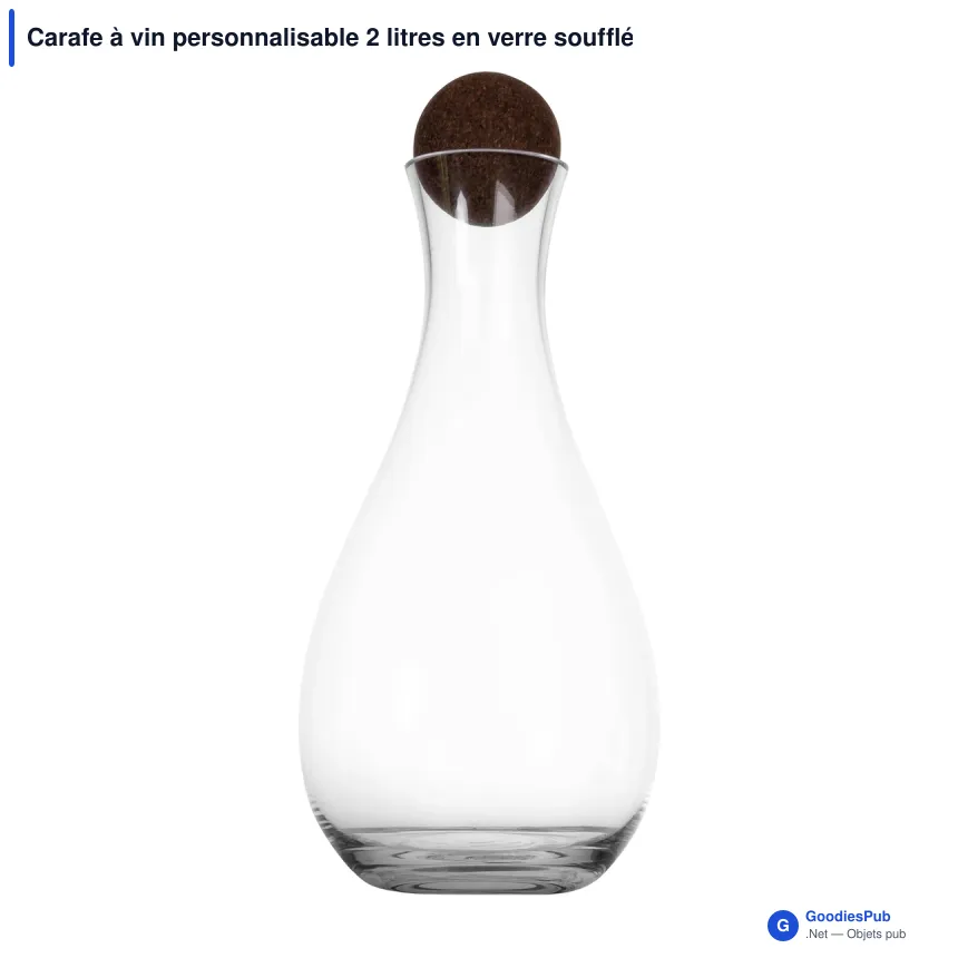 Carafe à vin personnalisable 2 litres en verre soufflé et liège - Sagaform Nature - Image 2