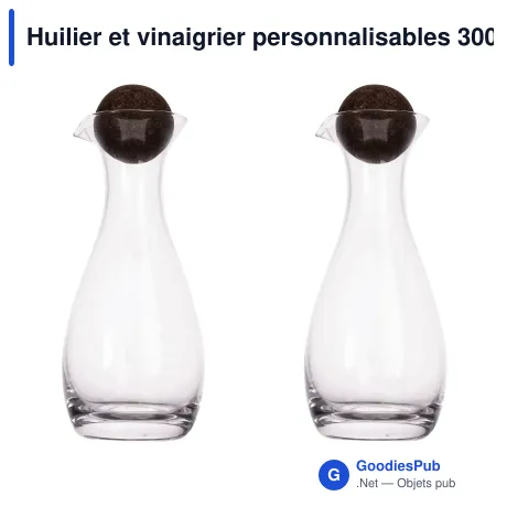 Huilier et vinaigrier personnalisables 300 ml en verre et liège - Sagaform Nature