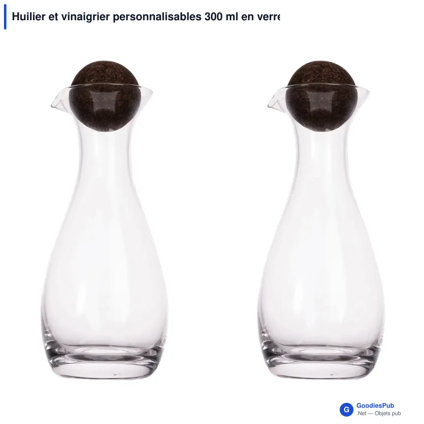 Huilier et vinaigrier personnalisables 300 ml en verre et liège - Sagaform Nature - Image 2
