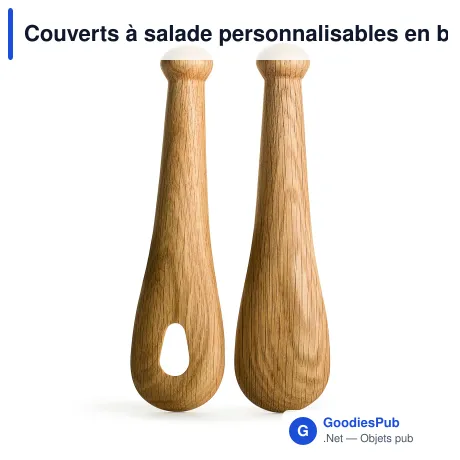 Couverts à salade personnalisables en bois 2 pièces avec logo - Sagaform Nature