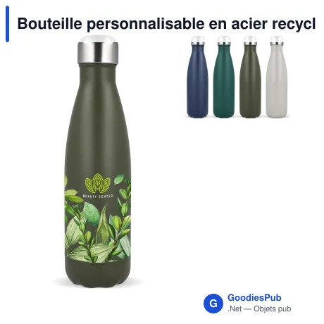 Bouteille personnalisable en acier recyclé poudré 500 ml avec logo - Sagaform Nils