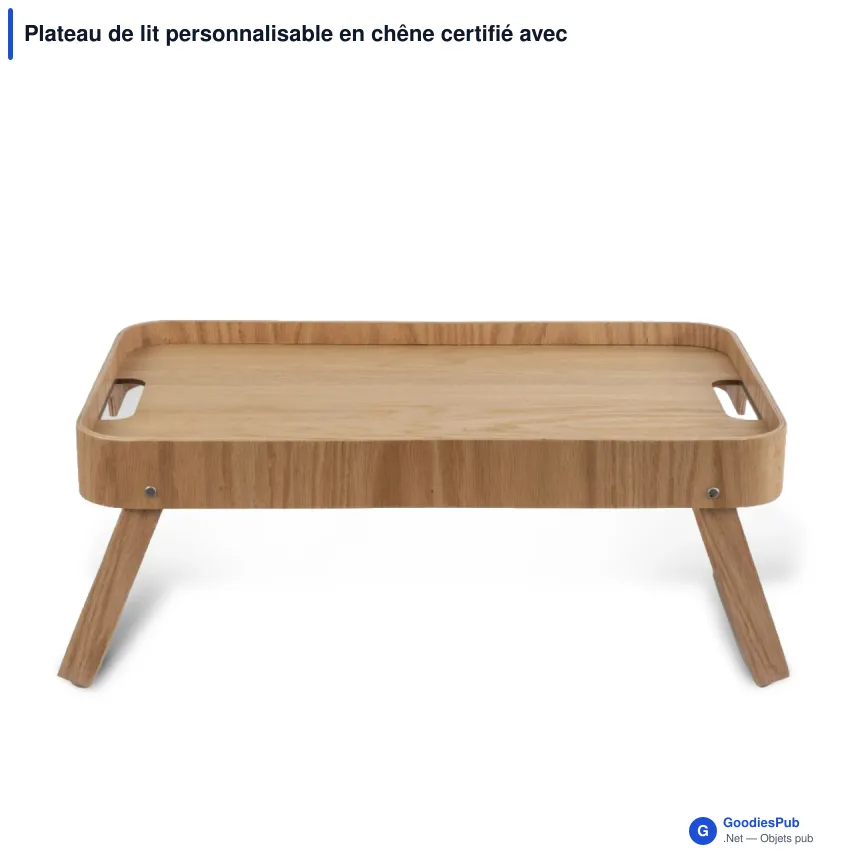 Plateau de lit personnalisable en chêne certifié avec logo - Sagaform Hanna - Image 2