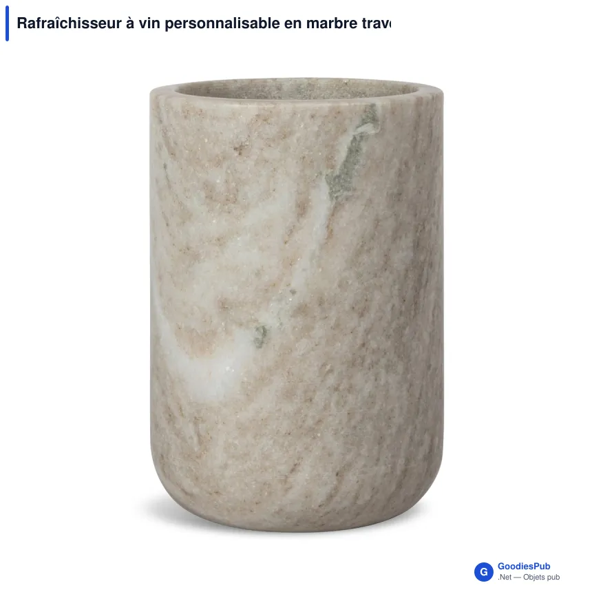 Rafraîchisseur à vin personnalisable en marbre travertin avec logo - Sagaform Sten - Image 2