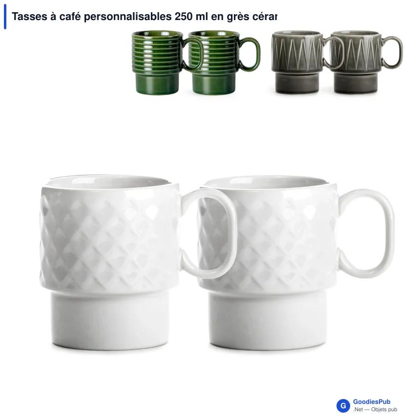 Tasses à café personnalisables 250 ml en grès cérame lot de 2 - Sagaform Coffee & More - Image 1