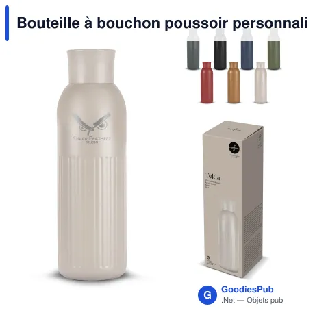 Bouteille à bouchon poussoir personnalisable 500 ml en acier recyclé - Sagaform Tekla