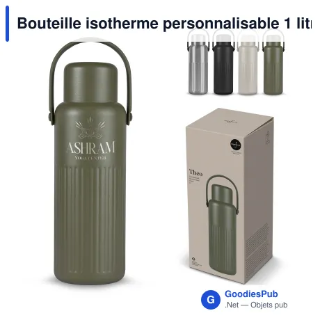 Bouteille isotherme personnalisable 1 litre en acier recyclé avec logo - Sagaform Theo
