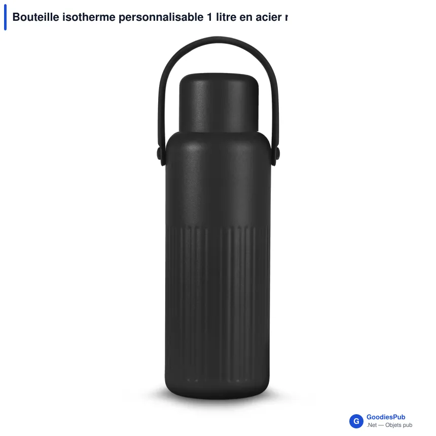 Bouteille isotherme personnalisable 1 litre en acier recyclé avec logo - Sagaform Theo - Image 2